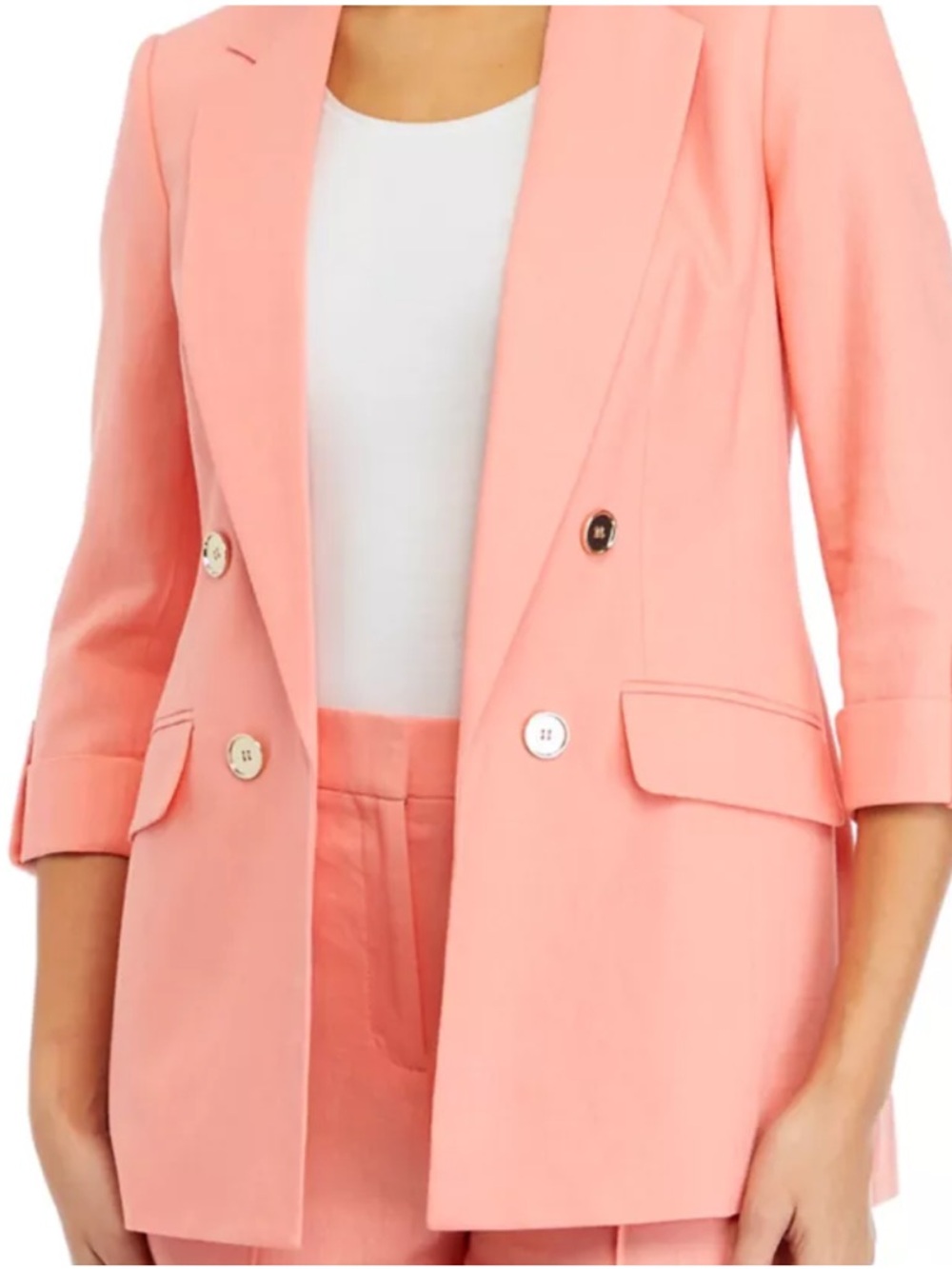 NWT The Limited Peach Linen Faux Double Breasted Blazer Women XL